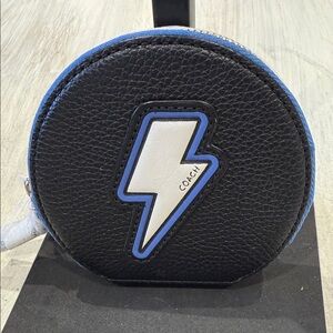 Rare Marvel Coach Black and Blue Coin Purse with Lightning Bolt